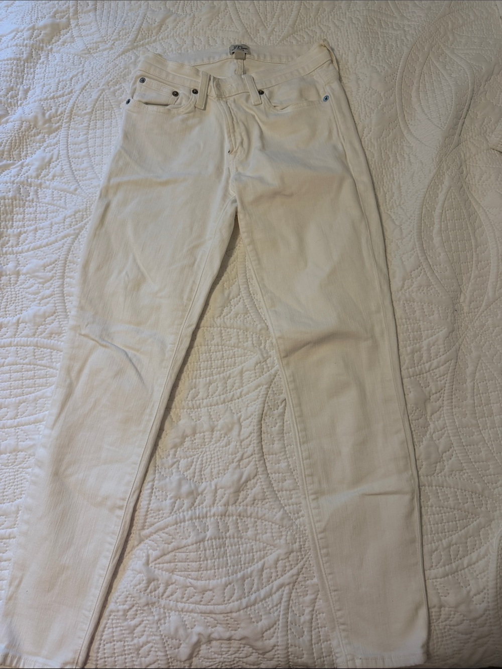 J Crew Women's White Skinny Straight Jeans